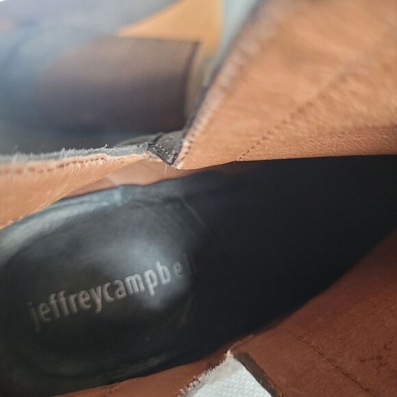 Jeffrey Campbell Booties Oshea Grey Leather Chunky Heel Ankle Boot Shoes Size 10 - Picture 7 of 15